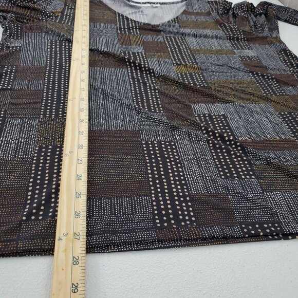 Susan Graver Womens Liquid Knit V-Neck Top Size XL Abstract Block Stretch Career - Picture 8 of 9